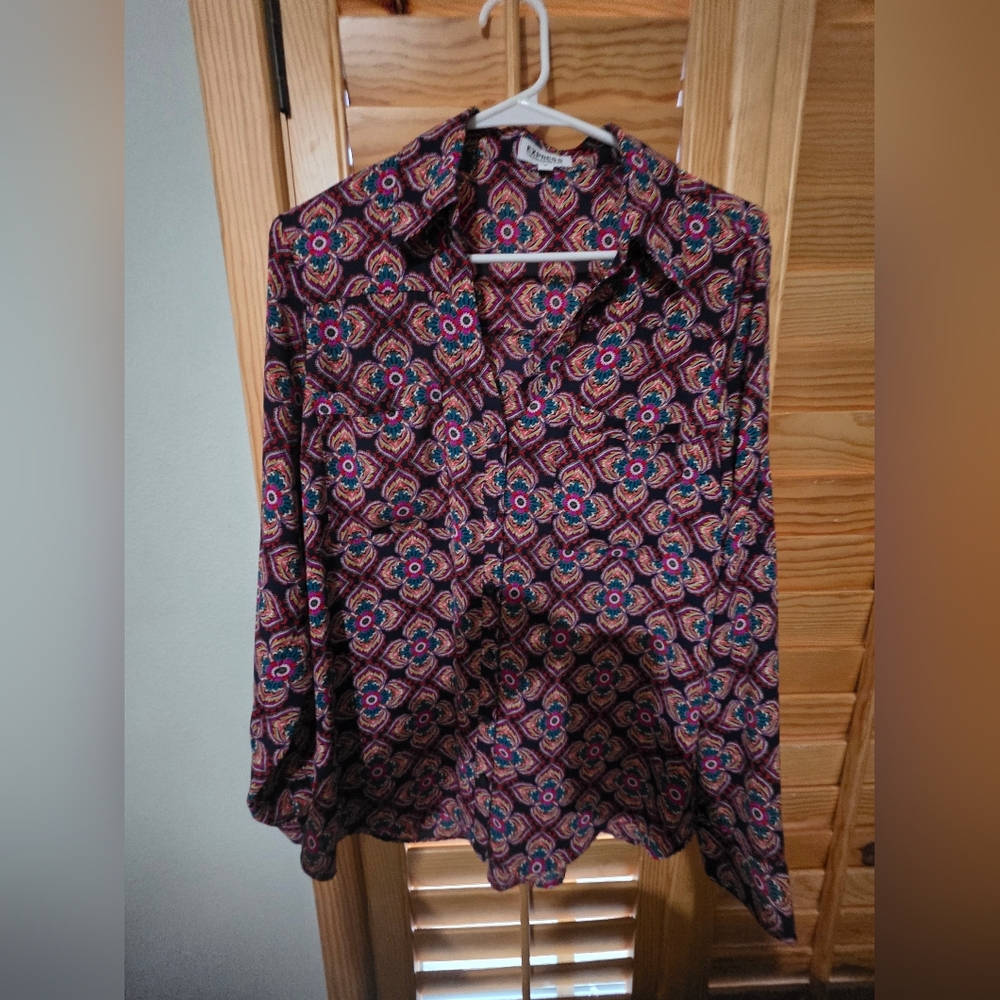 Express Multicolor Patterned Button Down Shirt NWT - image 1